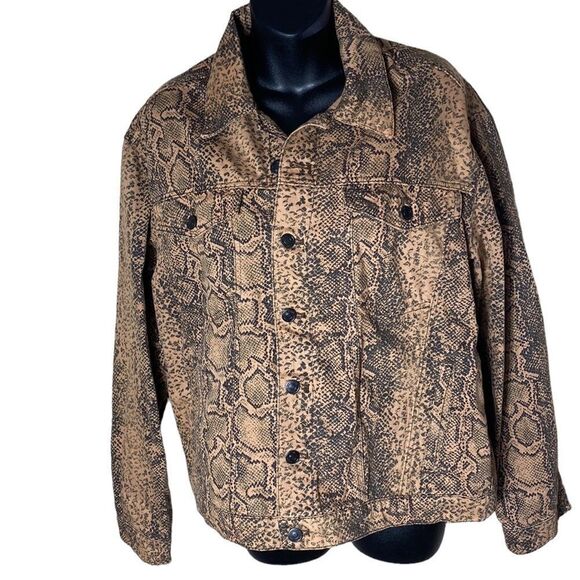 Free people snakeskin trucker jacket small button up western cowgirl rodeo - Picture 6 of 13